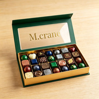 Boîte cadeau de luxe en carton rigide magnétique recyclable avec plateau, transparente, pour chocolats, avec logo personnalisé, pour Dubaï