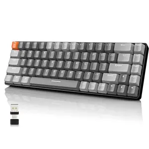 Keyboard Mekanikal nirkabel bt5,0/2.4GHz, tombol PBT kompak ergonomis Mode ganda 65%