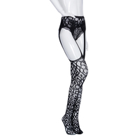 Bas de contention sexy en jacquard floral, entrejambe ouvert, en Spandex/Nylon, respirants, séchage rapide, transparents, pour femme, lingerie exotique