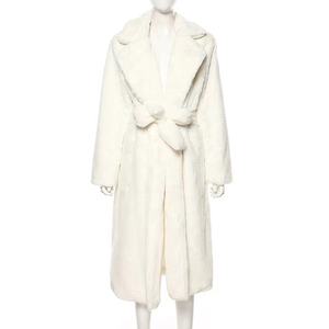 2021 alla moda coreana soffice cappotto Oversize in pelliccia sintetica per donna <span class=keywords><strong>bianco</strong></span> inverno caldo lungo capospalla con risvolto e imbottitura in <span class=keywords><strong>cotone</strong></span> - Product Image 1
