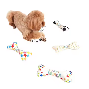 Venta al por mayor respetuoso con el medio ambiente lindo perro hueso juguetes tela chirriante Feliz cumpleaños masticar juguetes para perros - Product Image 1