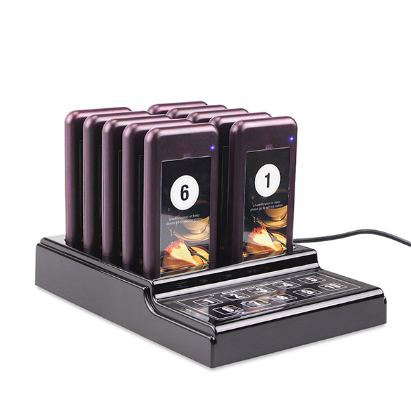 Slim Shape 10 Pagers Wireless Mini Pager Call System for Restaurant