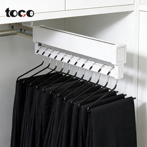 <span class=keywords><strong>Porte</strong></span>-pantalons télescopique en aluminium à fixation supérieure, support de rangement pour pantalons <span class=keywords><strong>coulissant</strong></span>, organisateur de garde-robe, quincaillerie - Product Image 3