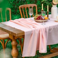 Nappe en coton robuste pour usage domestique Tissu décoratif tissé Teint uni anti-poussière pour le dîner de vacances et les réunions de famille