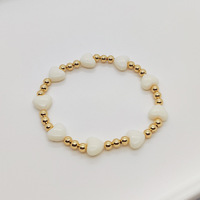 Bracelets en perles élastiques de style bohème KKBEAD en plastique plaqué or 18 carats, colorés, en forme de cœur, pour filles et femmes, cadeau