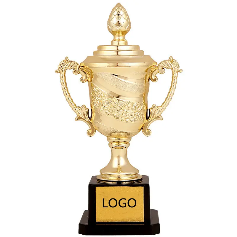 Creative crafts award competition annual meeting of enterprises Souvenir Plastic gold rose flower Trophy with custom logo
