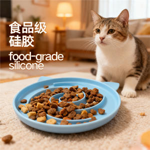 Bol à alimentation lente pour animaux de compagnie, design en spirale, tapis antidérapant pour l'alimentation des chats, silicone de qualité alimentaire, facile à nettoyer, forme arrondie - Product Image 2