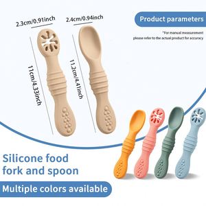Food Grade Silicone Spoon for Children BPA Free Flexible Silicone Baby Feeding Spoon Weaning Training Spoon <b>Kids</b> <b>Cutlery</b> <b>Set</b> - Product Image 2