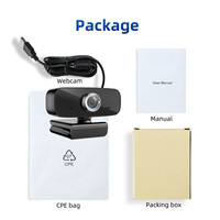 Kamera Web USB Hampo HD 1080P dengan Mikrofon Terintegrasi Sensor CMOS USB 2.0 Sudut Lebar 120° Zoom Optik Fungsi Perekaman Laptop/PC Video