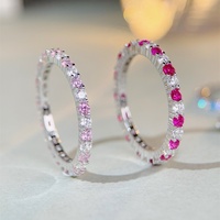 Perhiasan Berkilau Zirkon Mewah 5A 8A Cincin Pertunangan Abadi Pernikahan Ulang Tahun Pernikahan Perak Sterling 925 untuk Wanita