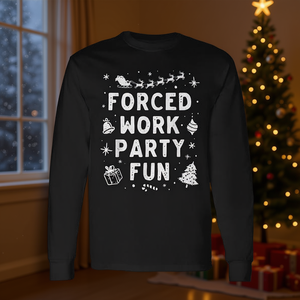Camiseta de manga larga para fiesta de trabajo forzada, divertida, navideña, ropa navideña - Product Image 3