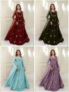 Nouvelle collection de robes Anarkali en georgette avec broderie et sequins, costume Anarkali pour femmes, tenue de soirée - Product Image 6