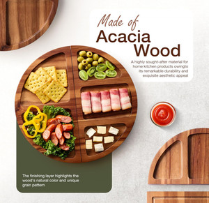 <span class=keywords><strong>Hot</strong></span> bán Durable 30 inch lớn Keo Gỗ charcuterie Hội Đồng Quản trị bằng gỗ pho mát Hội Đồng Quản trị khay với 4 dao đặt - Product Image 2