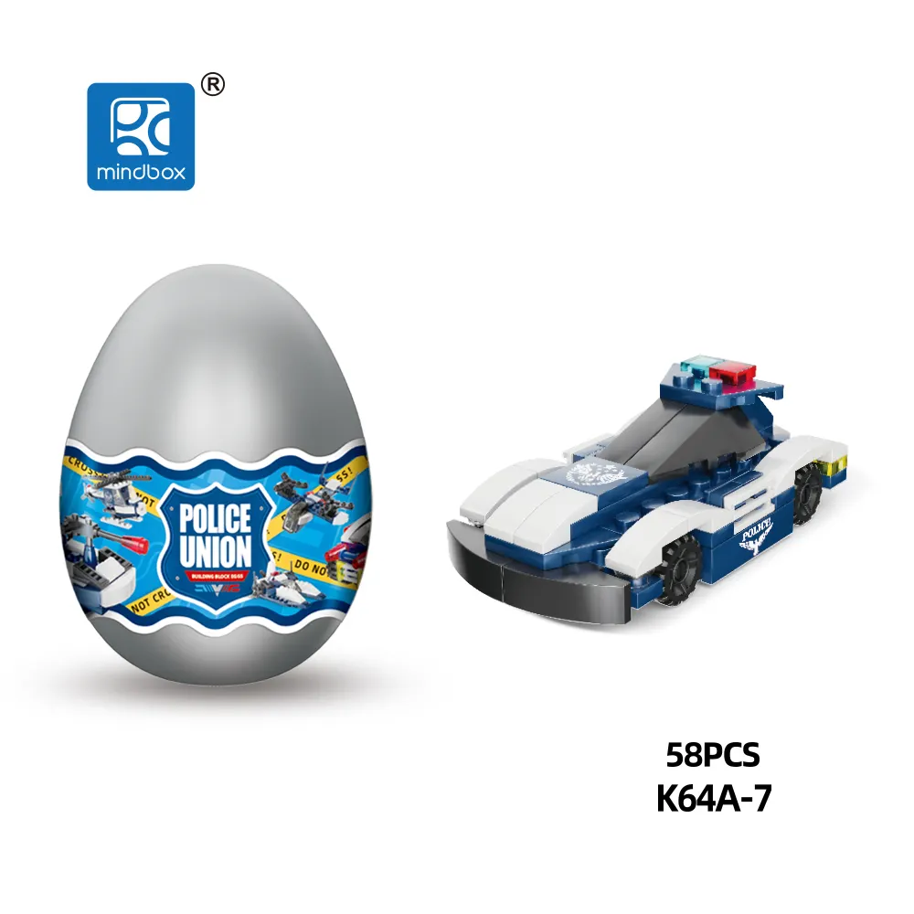 mindbox K64A surprise egg capsule toys city police series brick sets ABS plastic building block educational DIY arrest vehicles