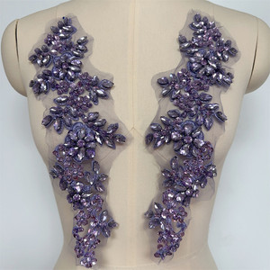 Nuova Coppia di Applicazioni in Cristallo 3D con Motivo Floreale, Strass <span class=keywords><strong>Swarovski</strong></span> da Cucire, Decorazioni per Colletti da Sposa, Patch in Dantela - Product Image 4