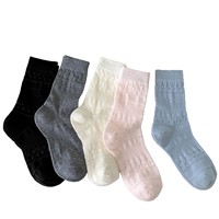 Chaussettes mi-mollet fines pour femmes, nouveau style d'été, chaussettes pour femmes, chaussettes en coton uni à mailles ouvertes, printemps et été