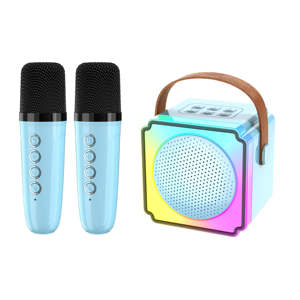 Logotipo personalizado luz LED altavoz estéreo hogar K canción un micrófono inalámbrico Altavoz Bluetooth portátil con 2 micrófonos inalámbricos - Product Image 3