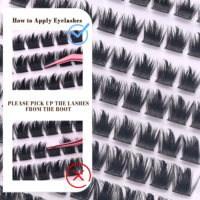100 PCS Cils pré-collés faits à la main 300D Courbure D Longueurs mixtes 10-16mm Cils auto-adhésifs Marque privée Sans colle nécessaire