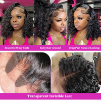 Perruques Courtes Bob Frisées Kinky Pas Chères en Cheveux Humains Brésiliens, Perruques Lace Front pour Femmes Noires, Perruques Frontales HD Sans Colle en Cheveux Humains
