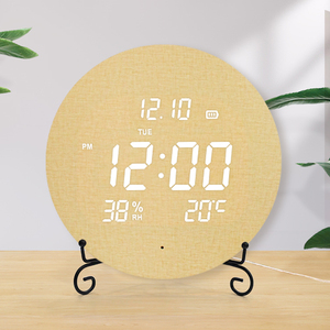 Luce uso della casa analogico lettere batteria di <span class=keywords><strong>legno</strong></span> operare all'ingrosso Led <span class=keywords><strong>cucina</strong></span> Mdf parete rotonda <span class=keywords><strong>orologio</strong></span> digitale con la temperatura - Product Image 5
