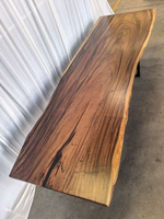 Table de salle à manger en bois massif de style moderne avec bordure naturelle pour hôtels et mobilier de salle à manger