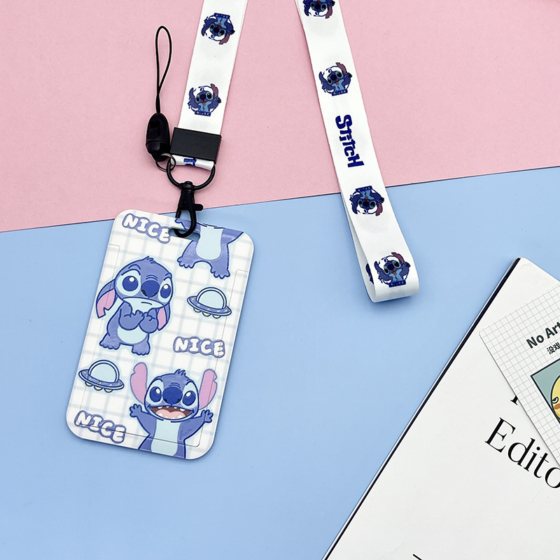 Lovely Cartoon Stitch Card Case Cover ID Name Badge Student Card Holder Anti-Lost Lanyards Custom Pattern Plastic Card Cases Image 4