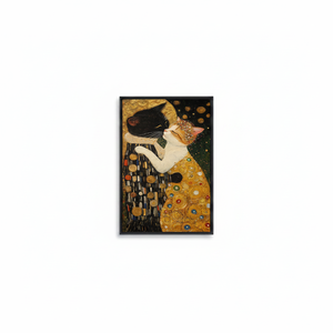 Romantic Gustav Klimt Cat Couple Printed <b>Canvas</b> Art - Elegant Wall Decor,BLACK <b>FRAMED</b> <b>CANVAS</b> - Product Image 2