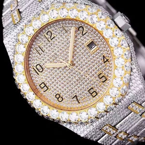 Montre de plongée en quartz de luxe personnalisée, style unisexe, mode, moissanite VVS, bracelet en acier inoxydable, étanche à 100 bars - Product Image 2