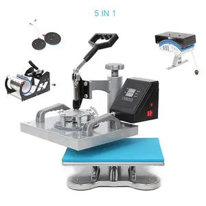 Upgraded 5 in 1 Heat Press, Heat Press Rotary Heat Transfer Machine for T-Shirts, Hats, Mugs, Mouse Pads, Tablecloths