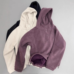 Sudadera con capucha y forro polar para mujer, talla grande, corte holgado, informal, para otoño e invierno, manga larga, color morado y beige, tallas ML, XL, 2XL, 3XL, 4XL - Product Image 2
