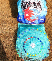 Épuisette de pêche portable en nylon à longueur personnalisable, pliable, avec piquet de fixation au sol pour la pêche en eau douce