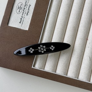 Pince à cheveux vintage en acétate avec strass, pince latérale ovale pour frange, accessoires capillaires rétro - Product Image 4