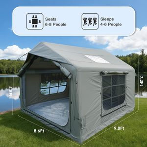 Tente de camping gonflable de luxe portable pour 3 à 8 personnes, résistante aux UV, 4 saisons, avec cheminée et lucarne, en tissu de coton - Product Image 3