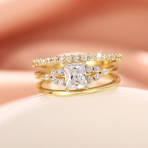 Set di anelli geometrici da donna, gioielli di lusso leggero, eleganti accessori per matrimoni e fidanzamenti. - Product Image 6