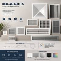 Diffuseur linéaire robuste moderne en alliage d'aluminium et ABS, grille de ventilation carrée pour système CVC de bâtiments commerciaux et d'entrepôts