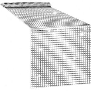 Caminador de Mesa Brillante con Lentejuelas y Diseño de Rejilla de Espejos para Bodas, Fiestas, Banquetes, Decoración Festiva - Product Image 1