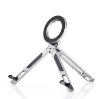 Nouveau support magnétique pliable pour téléphone et tablette en alliage d'aluminium, support de bureau portable avec mousqueton pour selfies en extérieur