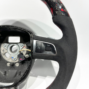 Volant personnalisé rouge forgé en fibre de carbone et cuir LED forgé pour <span class=keywords><strong>Audi</strong></span> B7 B9 Q5 Q7 A3 A4 A5 A6 C7 <span class=keywords><strong>C8</strong></span> S4 S5 RS3 RS4 RS6 <span class=keywords><strong>RS</strong></span> - Product Image 2