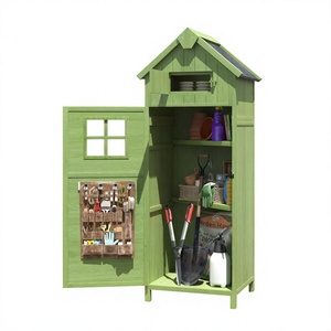 Abri de jardin en bois avec 2 étagères, trappe de toit, fenêtre et porte, 76x54.2x173cm, vert - Product Image 1