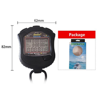 Stopwatch Olahraga Tahan Air LCD Digital Genggam 60 Memori Lap Split Alarm Penghitung Elektronik Timer Kronograf Lari