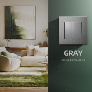 Interruptor de Panel de aluminio cepillado de lujo Euro alemán francés Grecia Polonia España pared dos bandas interruptores de luz de dos vías - Product Image 3