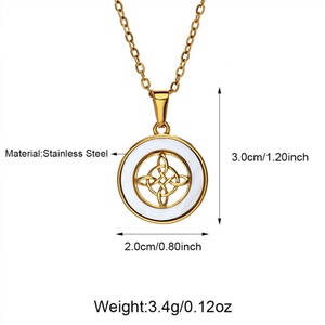 Collar Coreano de Acero Inoxidable con Colgante, Elegante Collar de Oro Sólido de 14K para Mujeres y Niñas - Product Image 5