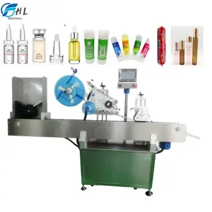 Automatic Horizontal Sticker Label Applicator Machine for Lip Balm glue tube pens round bottle vials labeller