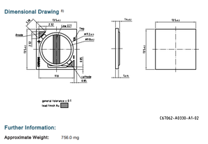 El mejor precio OSRAM GW 2. 2 CRI90 13W 37V Blanco cálido 2700K COB LED Chip 13,5x13,5mm Regulable Garantía de 3 años para - Product Image 3