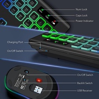 Conjunto de Teclado y Ratón Inalámbricos de Tamaño Completo, Teclado Retroiluminado Recargable, Ratón Combinado USB Inalámbrico para Computadora, Mac, PC, Laptop