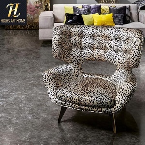 <span class=keywords><strong>Chaise</strong></span> de Loisirs en Tissu Imprimé Léopard Italien Villa de Luxe Maison Salon Balcon <span class=keywords><strong>Chaise</strong></span> en Acier Inoxydable - Product Image 2