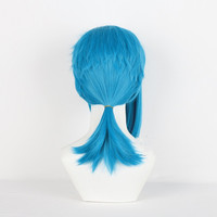 Wig Jinx pendek grosir 45cm biru panjang sedang Liga legenda LOL Arcane rambut Anime Wig Cosplay pesta Halloween sintetis