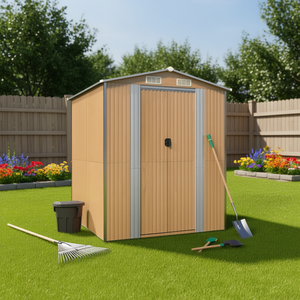 Caseta de Jardín de Acero Galvanizado Marrón Claro 75.6x75.2x87.8 Pulgadas para Almacenamiento en Exteriores - Product Image 2