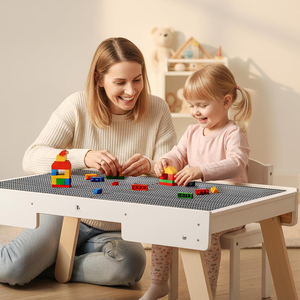 Mesa <span class=keywords><strong>de</strong></span> Juego Plegable 3 en 1, Mesa <span class=keywords><strong>de</strong></span> Actividades <span class=keywords><strong>de</strong></span> Madera para Niños con Bloques <span class=keywords><strong>de</strong></span> Construcción para Cuarto Infantil - Product Image 6