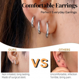 Pendientes de <span class=keywords><strong>Aro</strong></span> de Acero Inoxidable de 8mm-20mm, Chapados en Oro y Plata, para Mujeres y Hombres, Joyería para <span class=keywords><strong>Piercing</strong></span>, Regalo Hipoalergénico, Pendientes de Cartílago y Hélix - Product Image 2